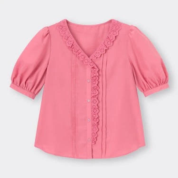GUのレースフリルブラウス(5分袖)YG+E