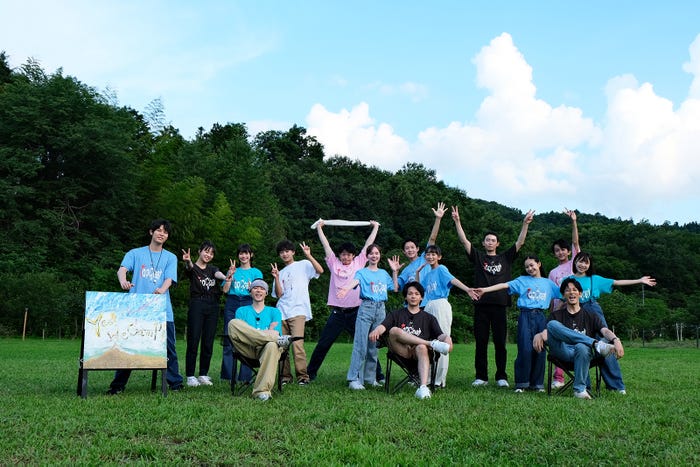 (上段左から)萩原利久、深尾あむ、夏子、大西利空、三浦獠太、マーシュ彩、山時聡真、近藤華、豊田裕大、白鳥玉季、中川翼、新井美羽(下段左から)菅田将暉、中村倫也、松坂桃李 (C)TopCoat