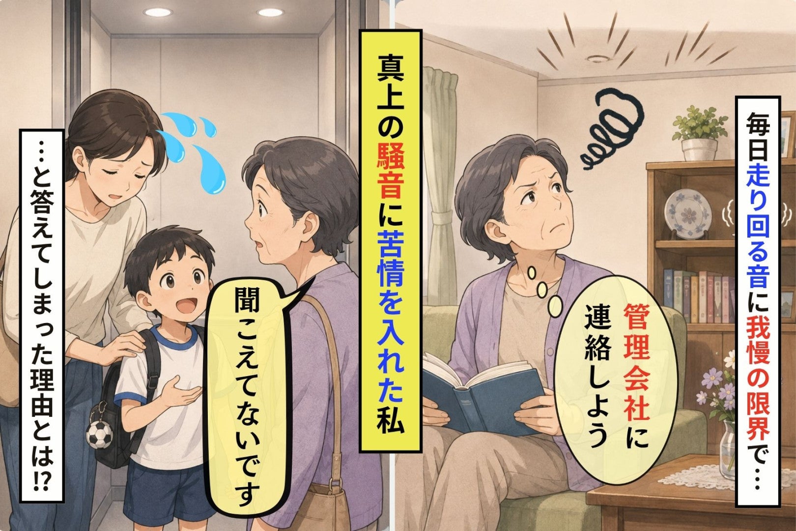 真上の部屋へ苦情を入れた私が、エレベーターで返した「聞こえません」という嘘