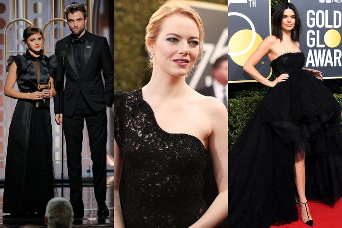 ゴールデン・グローブ賞、黒ドレスでセクハラに抗議(左から)エマ・ワトソン、ロバート・パティンソン、エマ・ストーン、ケンダル・ジェンナー/photo:Getty Images