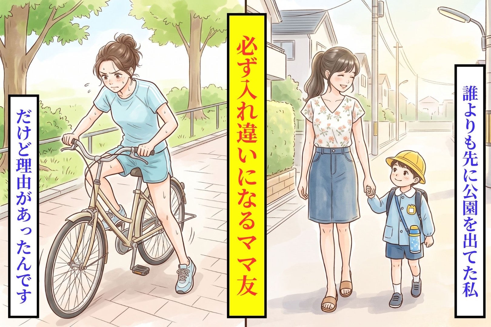 「今日も先に帰るね」自転車に乗れないことを隠し、公園を急いで出た私