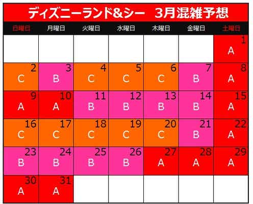 ディズニーランド&シー、「3月の混雑予想」