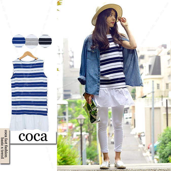 ボーダーノースリーブチュニック「coca」2,690円 (税込)