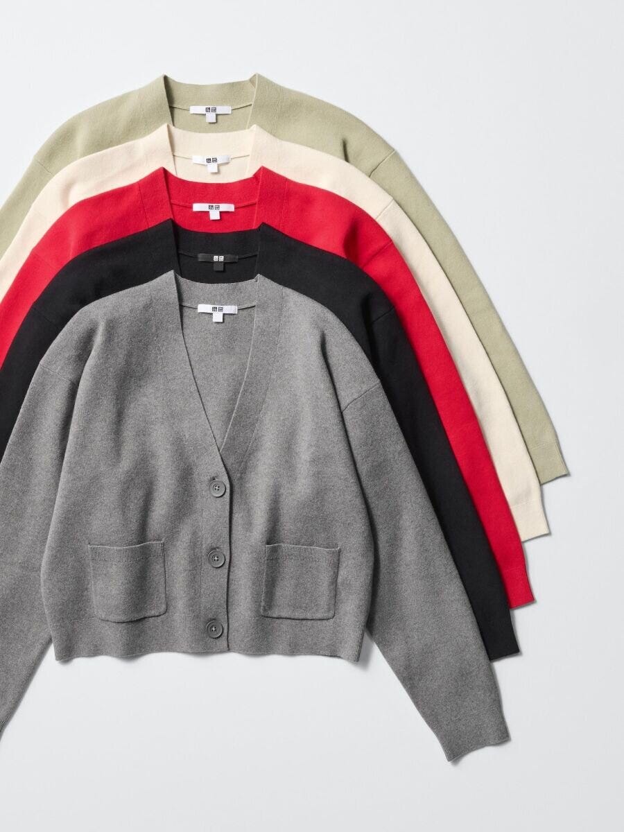 2026春ユニクロ大人女性おすすめスムースコットンVネックショートカーディガン