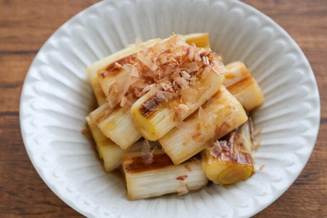 焼き長ねぎのめんつゆ浸しの完成