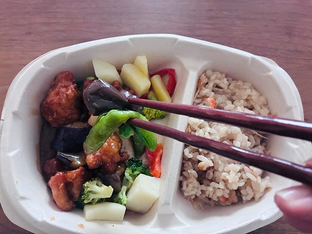 ニップン　よくばり御膳　五目ご飯と鶏と野菜の黒酢あん実食レポ②
