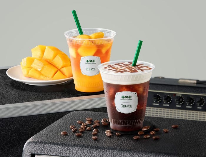 (左から)「マンゴーセパレートティー」「キャラメルフォームアメリカーノ」(ICED)Tallのみ:各690円(提供画像)