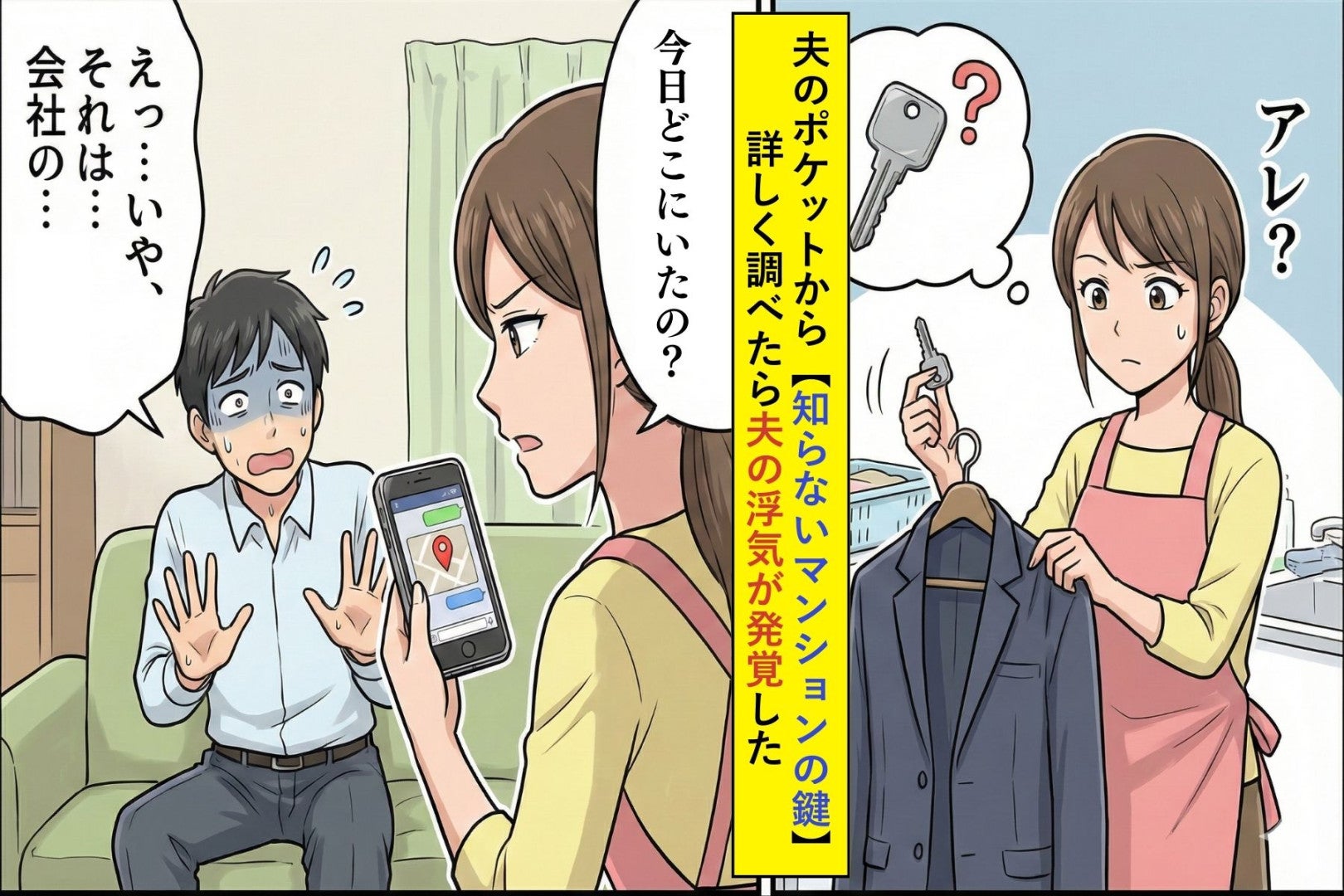 夫のポケットから【知らないマンションの鍵】夫「会社の鍵だよ」→詳しく調べたら夫の浮気が発覚した