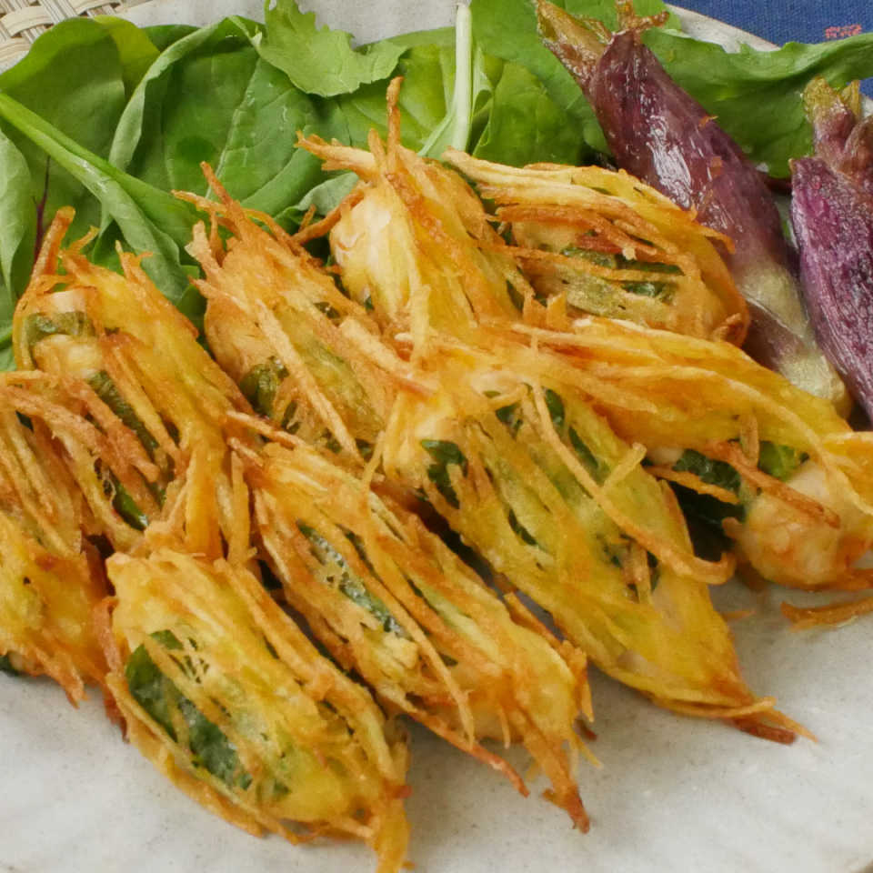 じゃがいも衣でサクサク！鶏ささみ肉と大葉の蓑（みの）揚げ