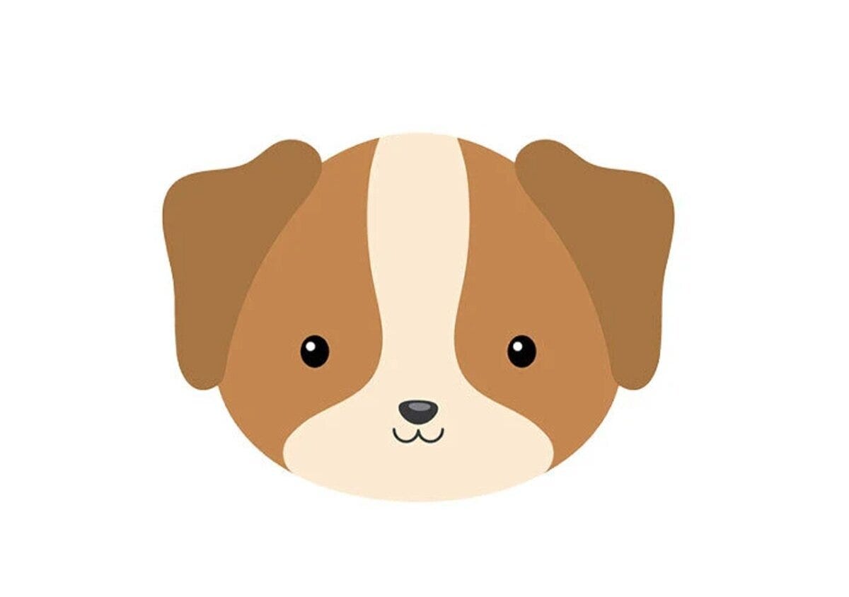 茶色と白の垂れ耳の子犬の顔のイラスト 茶色と白の垂れ耳の子犬の顔のイラスト