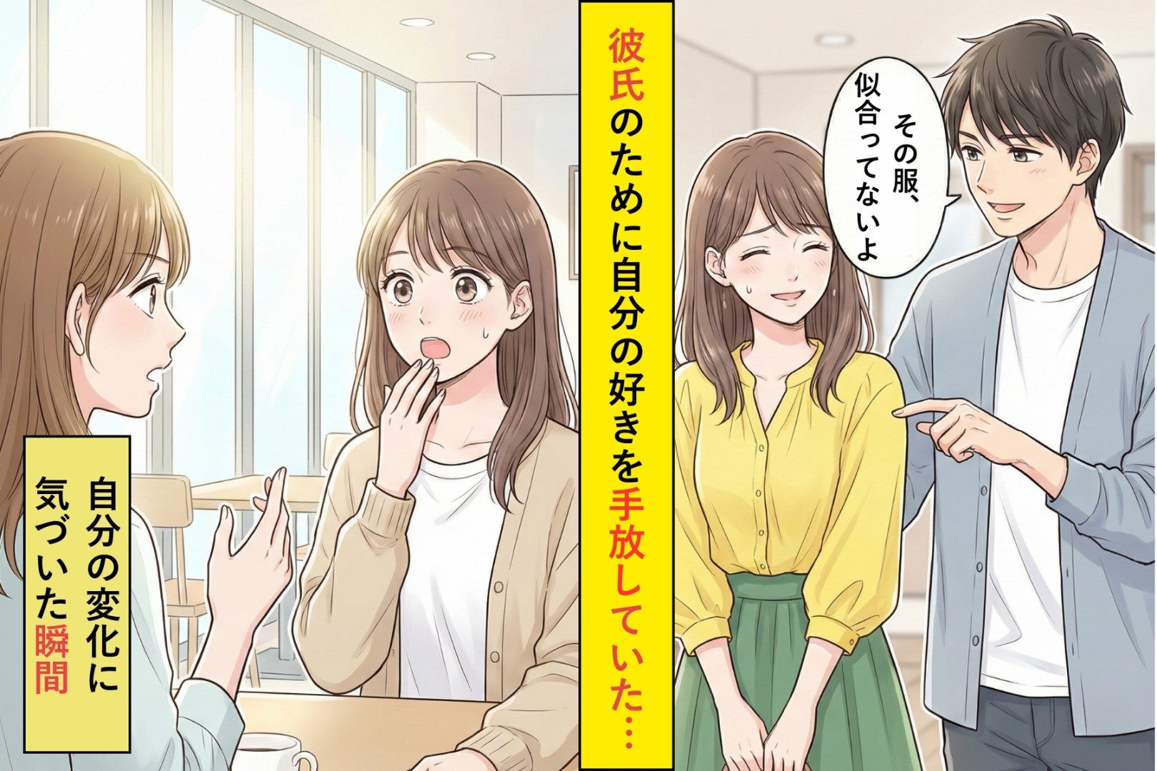 「その服はやめて」と言われ続けて3年→気づけば私の服は全部彼の好みに。目が覚めて最初にしたこと