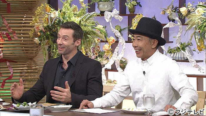 ヒュー・ジャックマン、木梨憲武(C)フジテレビ