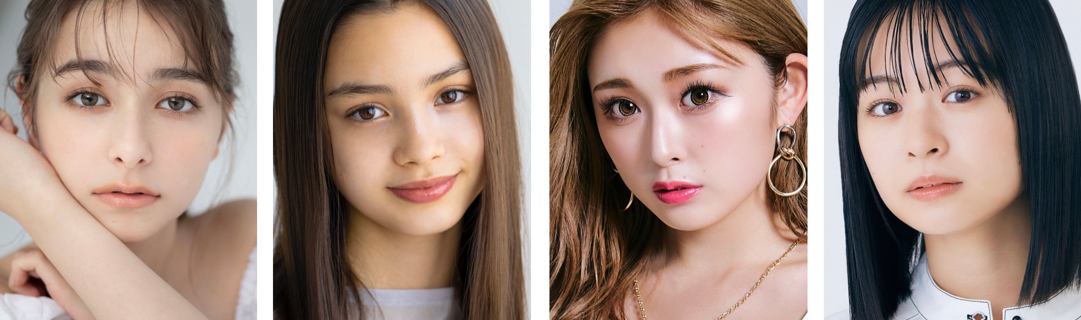 （段左から）嵐莉菜、ブリッジマン遊七、ゆうちゃみ、莉⼦（提供写真）