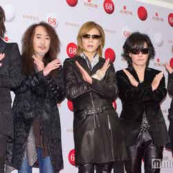X JAPAN（左から）HEATH、PATA、YOSHIKI、Toshl、SUGIZO／※写真は囲み取材時（C）モデルプレス