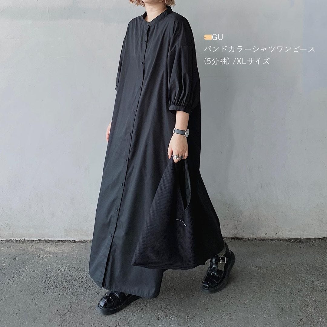 1枚で楽おしゃ Gu 黒シャツワンピース の秋先取りコーデ術 モデルプレス 1枚で楽おしゃ Gu 黒シャツワンピース の秋先取りコーデ術 モデルプレス