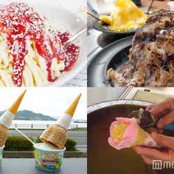 （左上から時計回り）スパゲッティアイス、台湾かき氷、ババヘラアイス、しまなみドルチェ／画像提供：アイスクリーム博覧会2016実行委員会