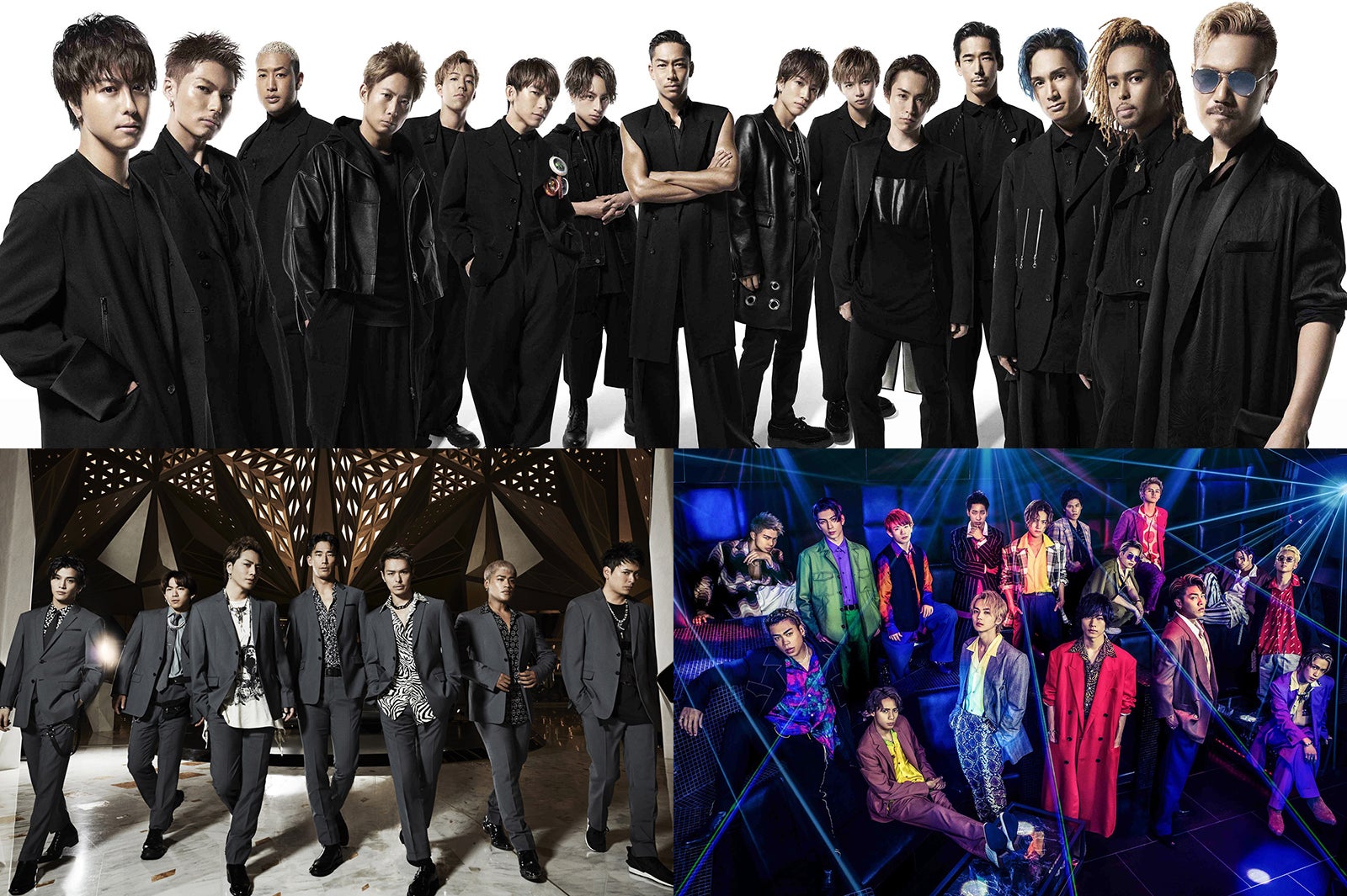 上段：EXILE／下段左から：三代目JSB、THE RAMPAPAGE （提供写真）