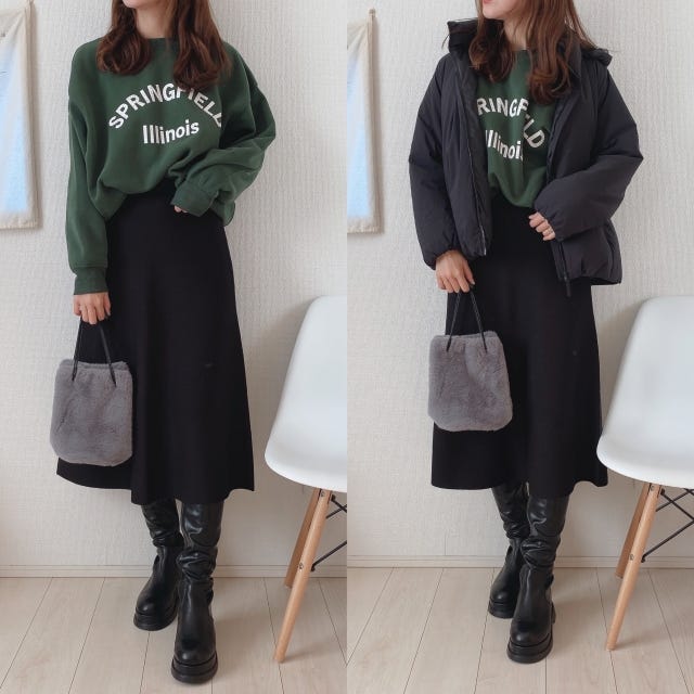 GU　スカート　コーデ　スウェット