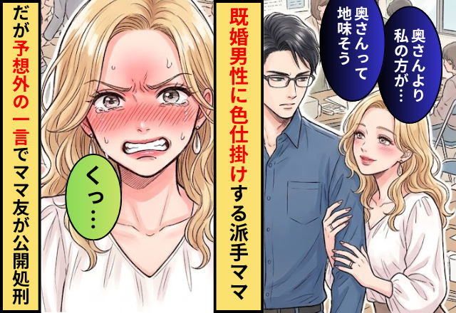 既婚男性に【色仕掛け】をする派手服のママ友！？だが「あの…」既婚男性の【予想外の一言】でママ友が公開処刑された話