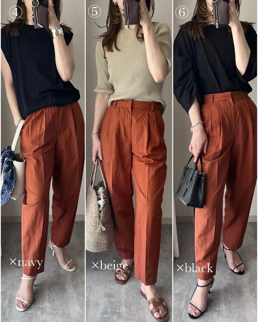 ユニクロ リネンブレンドバレルレッグパンツ コーデ ユニクロのリネンブレンドバレルレッグパンツのコーデ2