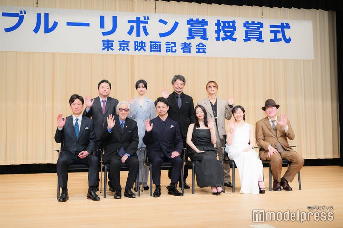 (上段左から)西嶋祐一郎氏、山口馬木也、河合優実、渋谷龍太(下段左から)李相日、山田洋次、妻夫木聡、広瀬すず、森田望智、佐藤二朗(C)モデルプレス