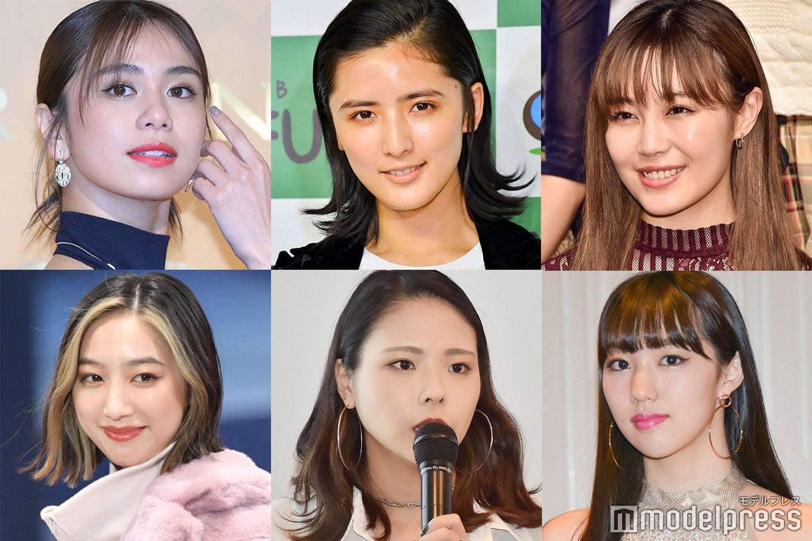 （左上から時計回りに）佐藤晴美、藤井萩花さん、鷲尾伶菜、重留真波、武藤千春、坂東希（C）モデルプレス