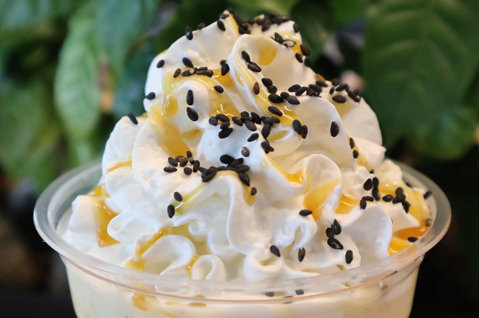 トッピングされた黒ゴマとスイートポテトシロップ（C）モデルプレス