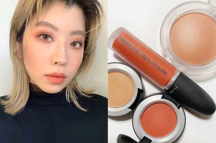 <CASUAL>(アイテム左上から反時計回り)「パウダー キス リキッド リップカラー ソーリー ノット ソーリー」、「パウダー キス アイシャドウ ワット クラウト!」、「パウダー キス アイシャドウ デボーテッド トゥ チリ」、「グロー プレイ ブラッシュ ソー ナチュラル」(画像提供:M・A・C)