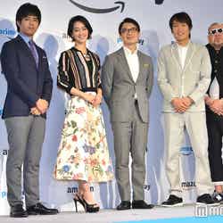 （左から）三浦貴大、剛力彩芽、ジャスパー・チャン氏、千原ジュニア、くっきー （C）モデルプレス