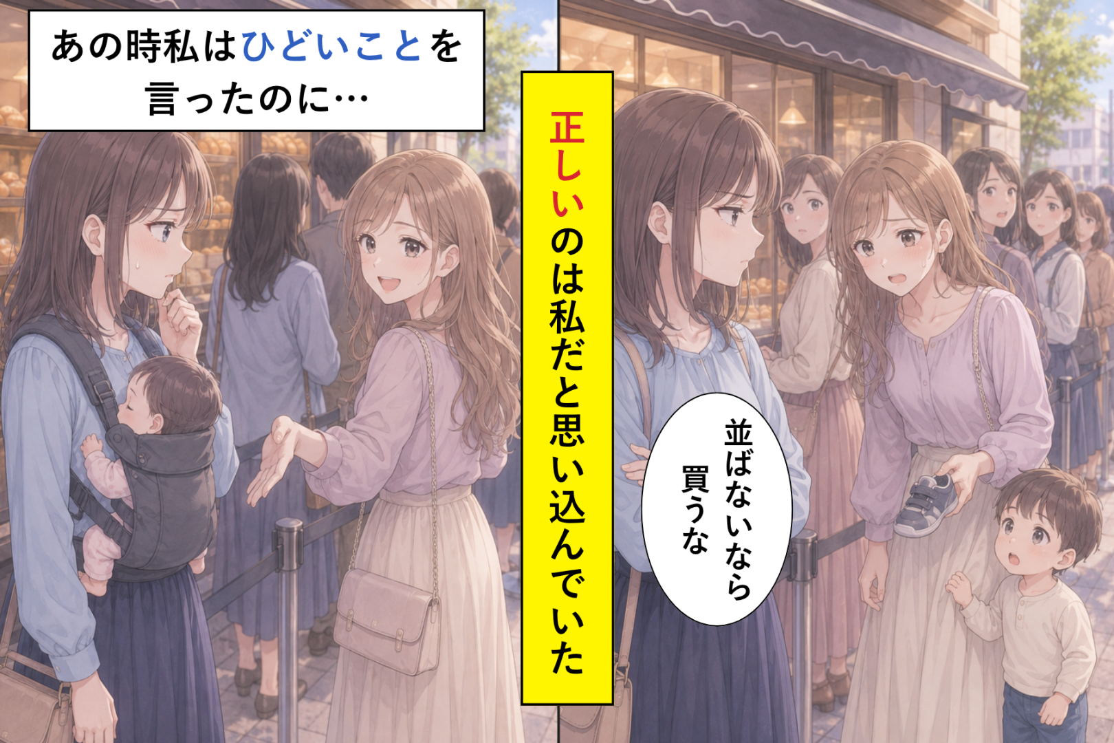 「並ばないなら買うな」と行列で言い放った私が、１年後、同じ列で娘を抱えて立ち尽くした話