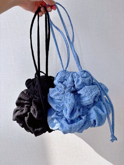 GU　シャーリングドローストリングバッグ+E　BLACK　BLUE