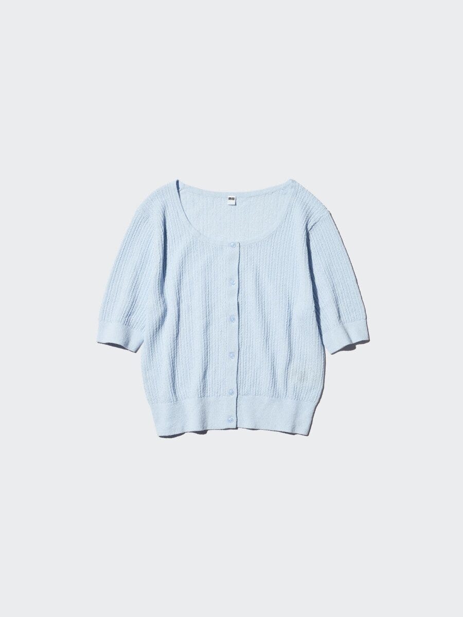 2026春夏ユニクロ大人女性おすすめシアーレースクルーネックカーディガン