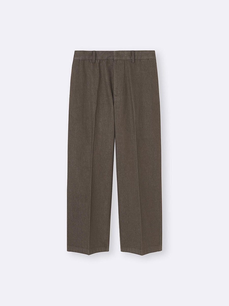 GUのツイルワイドストレートパンツ