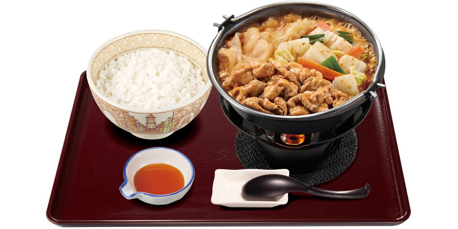 牛・胡麻麻辣湯鍋定食（ごはんミニ）960円（並盛）990円（ごはん大盛）1,040円（提供写真）