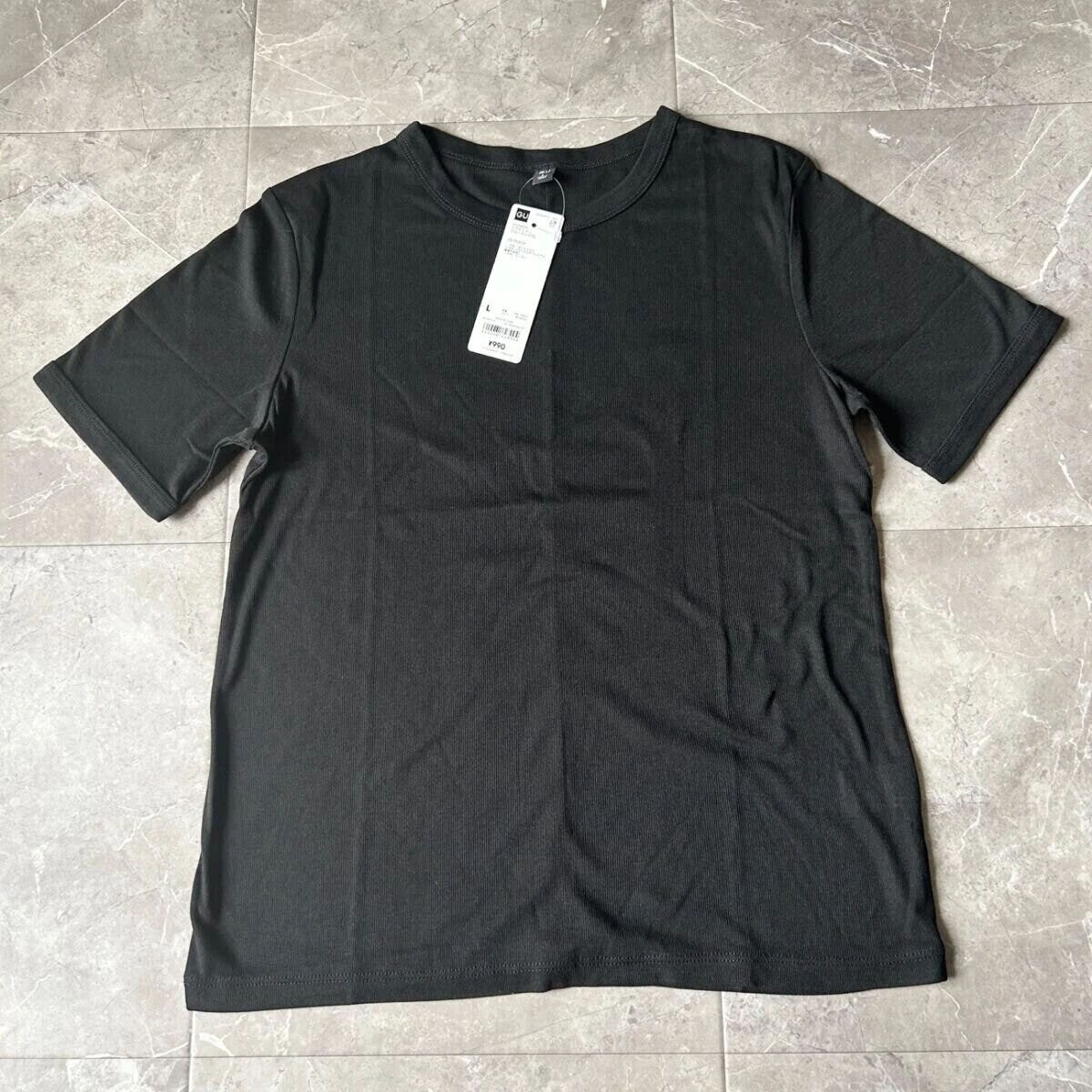 GU990円黒いシアーTシャツ
