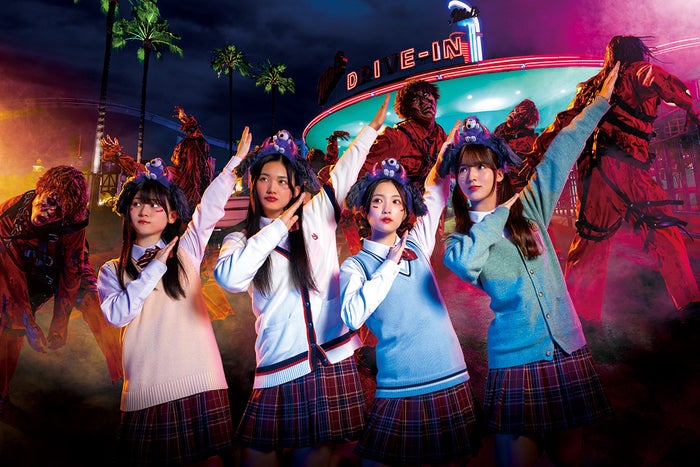 櫻坂46、制服姿でUSJ満喫 山崎天・谷口愛季・中嶋優月・山下瞳月がゾンビへ“青春”見せつける「無敵になった気分」
