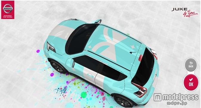 リボンがかわいくポイントに／実際に2人がデザインした車