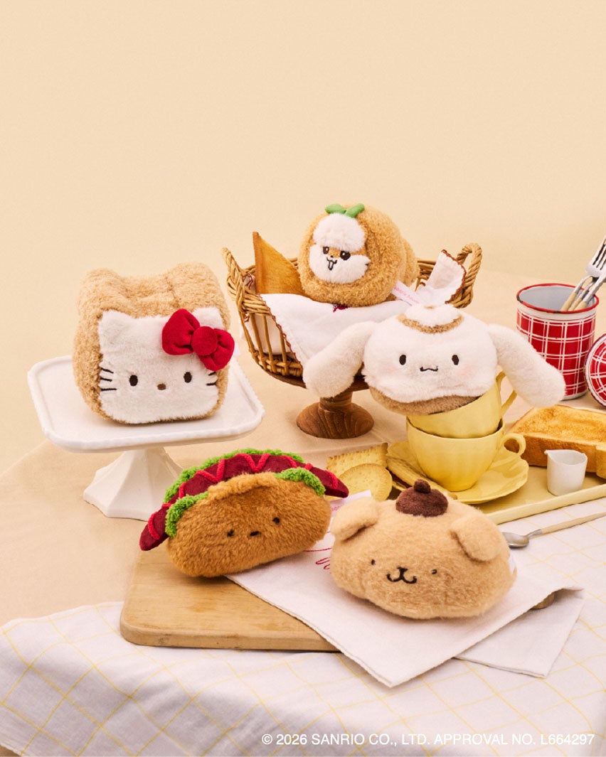 HELLO KITCHEN 第1弾「パンぬいぐるみ」全9種／2,970円～3,620円（C）2026 SANRIO CO., LTD. APPROVAL NO. L664297