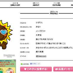 候補キャラプロフィールページ（ピンクのボタンが投票ボタン）http://contest.mdpr.jp/syk2013