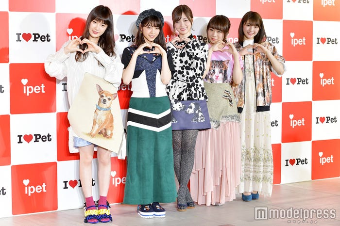 「アイペット損保 WEB CM発表会」左から:高山一実、西野七瀬、白石麻衣、秋元真夏、井上小百合(C)モデルプレス
