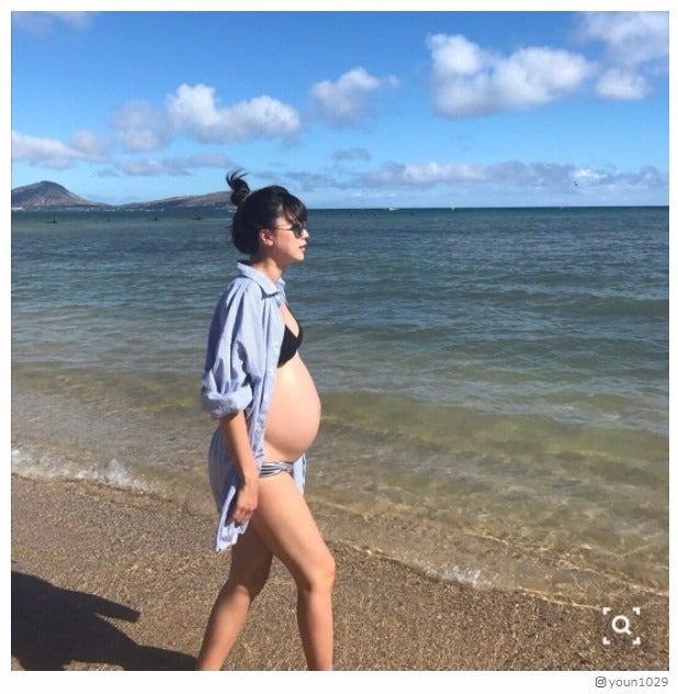 ヨンア、第1子出産前のビキニショット公開 臨月でプラス18キロ