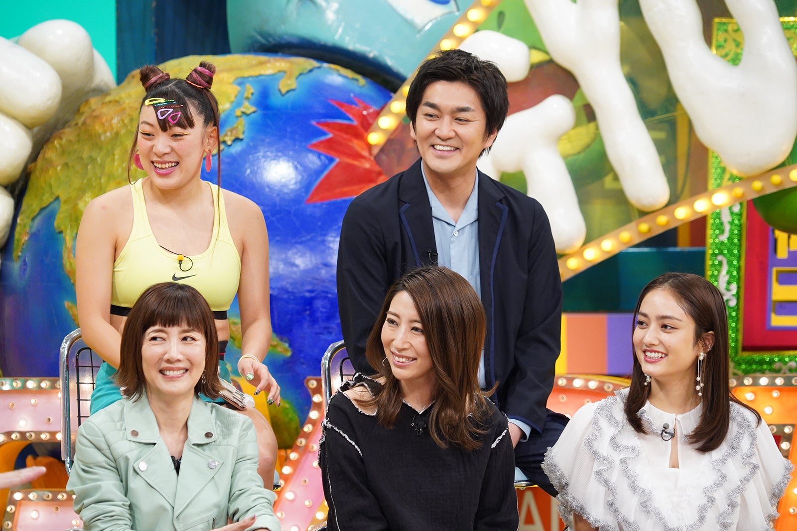 （左上から時計回りに）フワちゃん、徳井健太、谷まりあ、木嶋真優、戸田恵子（C）日本テレビ
