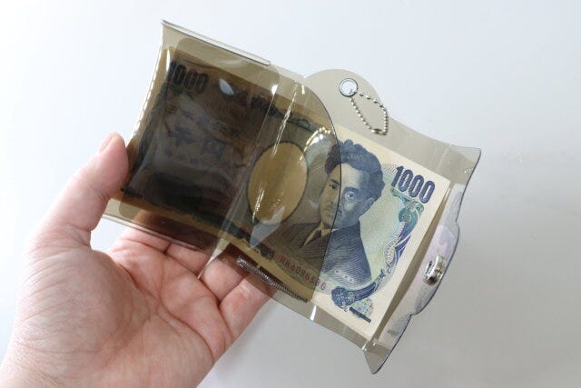 ダイソー　PVCコインケース付3つ折財布　使用例　お札