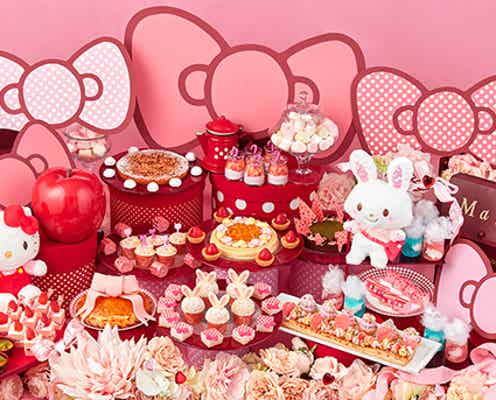 ハローキティ&ウィッシュミーメルのスイーツブッフェ、苺ピンクのケーキや水玉ムース