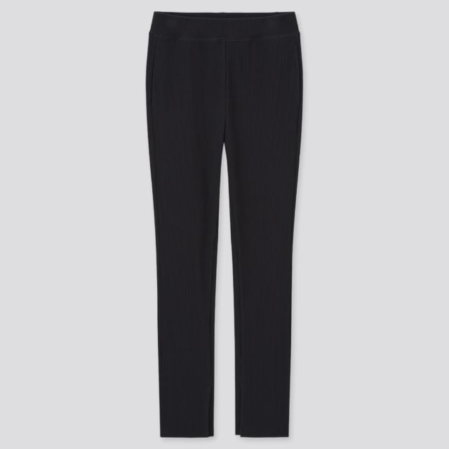 黒のリブ編みレギンスパンツ