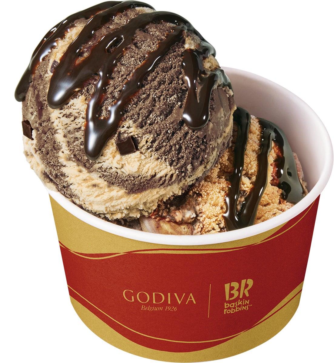 ゴディバ ダブルカップは＋50円で「-ゴディバ監修-プレミアムチョコレートソース」をトッピング／提供画像