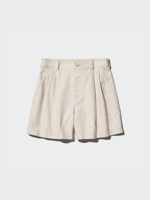 ユニクロ 雨の日 濡れてもOK 全身コーデ 5スタイル EccO イラスト リネンコットンショートパンツ