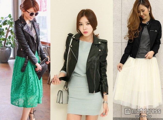 女度3割増！黒ライダースをレディに着こなそう