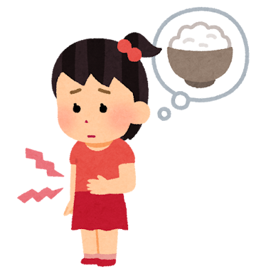 お腹が空いた子供のイラスト（女の子）