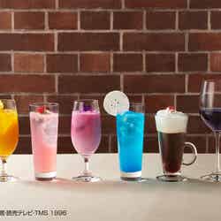 オプションドリンク(左より安室透、毛利蘭、灰原哀、江戸川コナン、赤井秀一、怪盗キッド)(C)青山剛昌/小学館・読売テレビ・TMS 1996